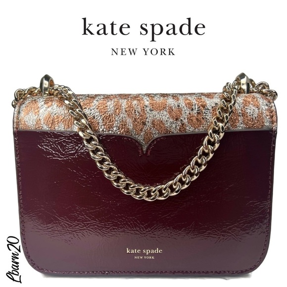 Kate Spade Nicola Leather Crossbody Leopard Shoulder Bag Metallic Copper Cheetah - Picture 3 of 16